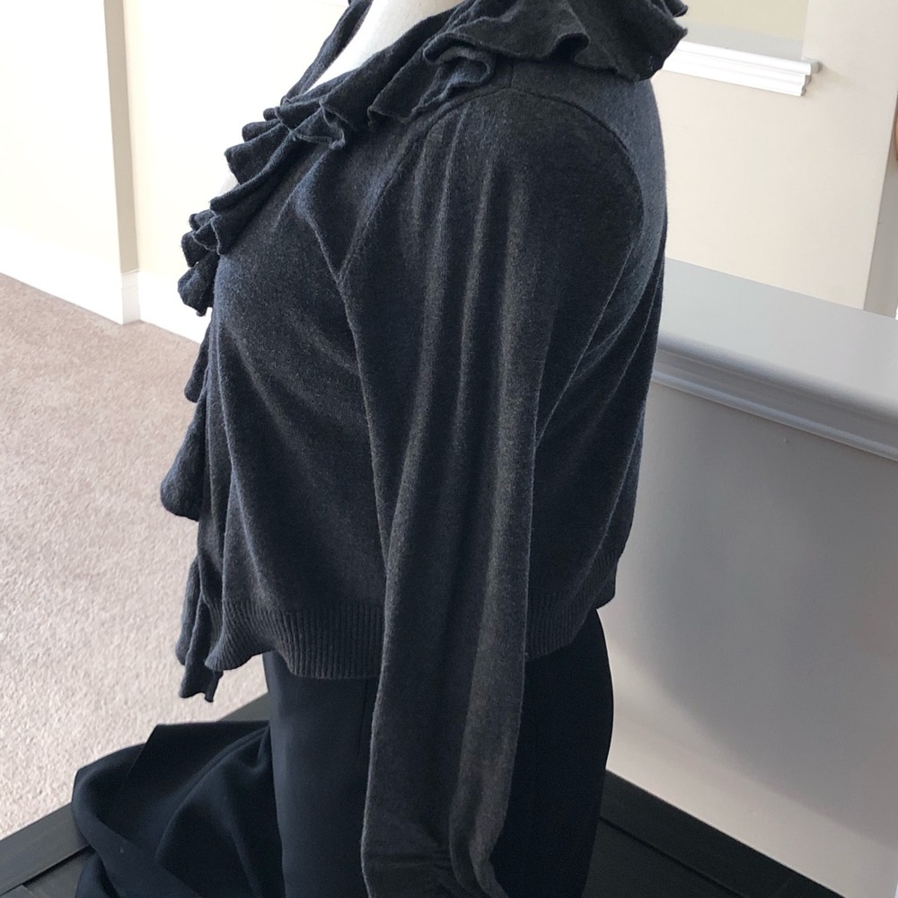 inc grey ruffled cardigan - Picture 4 of 6